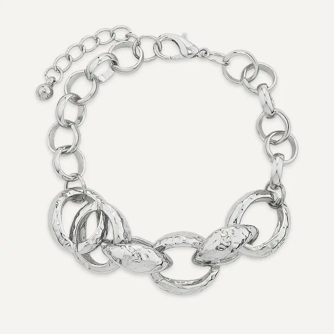 Chunky Textured Oval Chain Bracelet In Silver-Tone