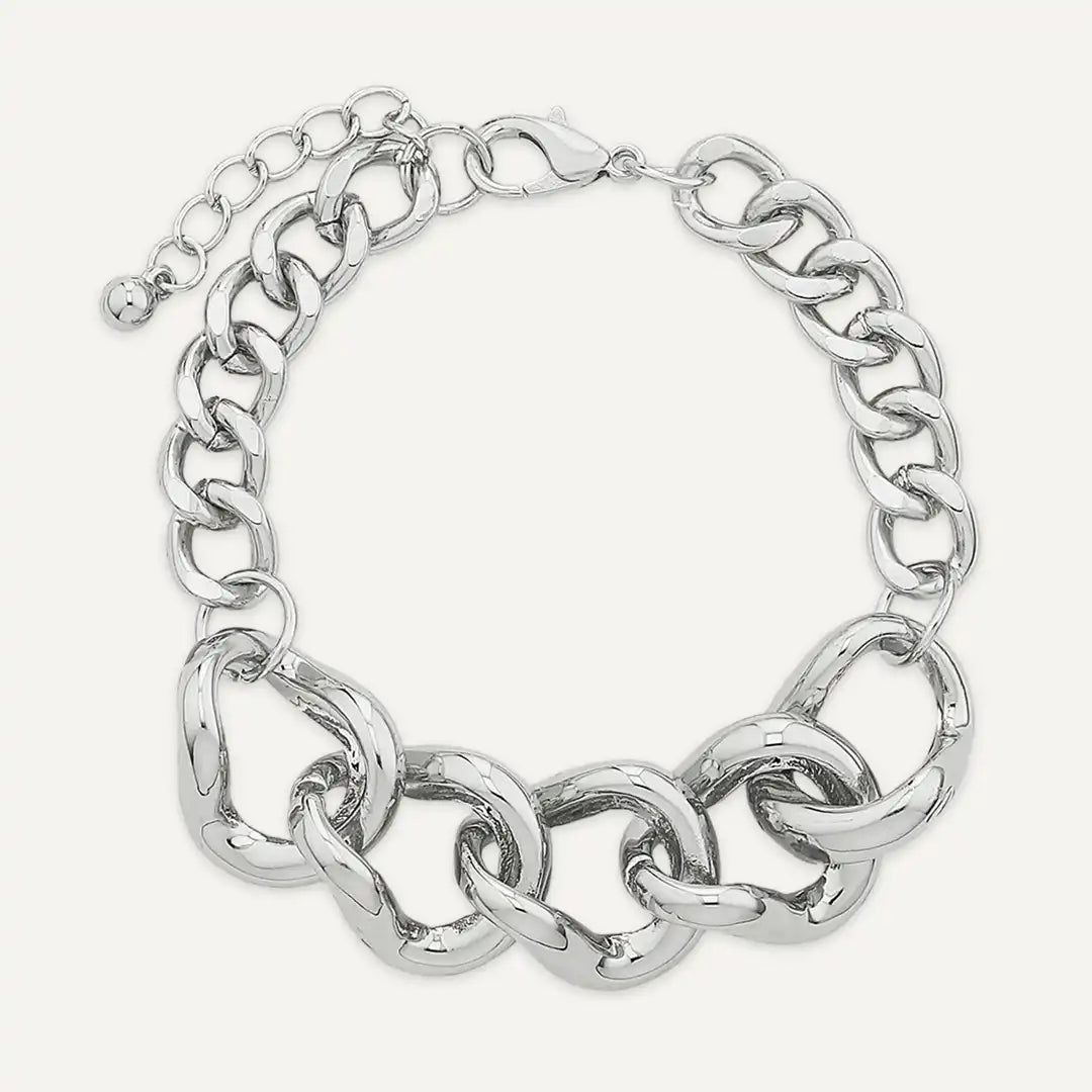 Chunky Curb Links Bracelet In Silver-Tone