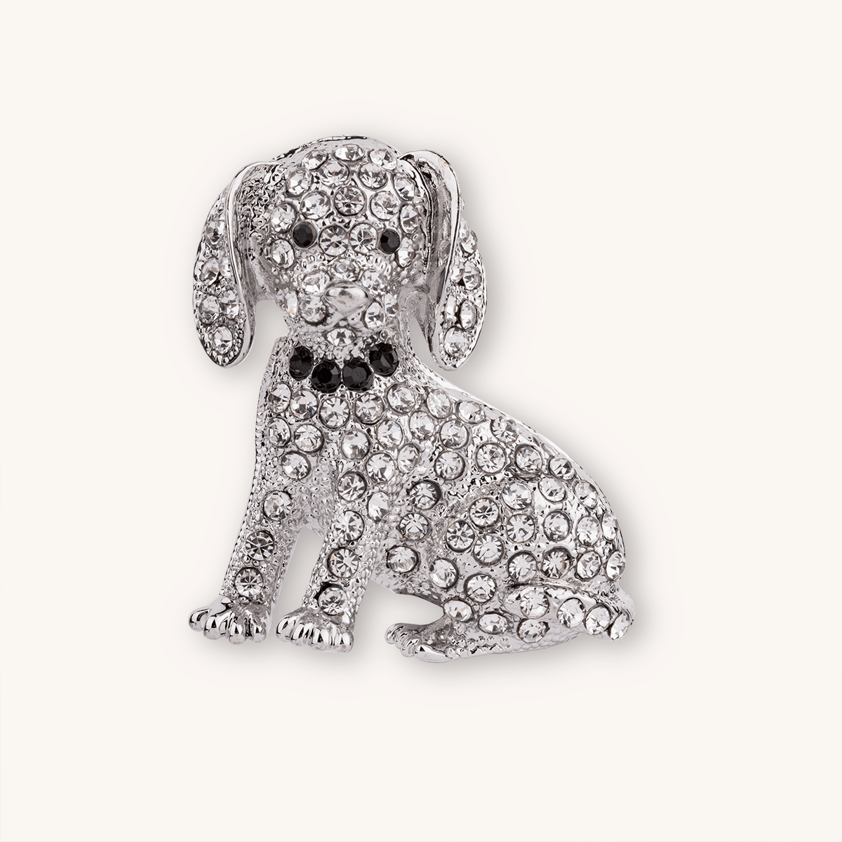 Kylie Silver & Crystal Dog Brooch - D&X Retail