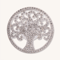 Cora Silver & Crystal Round Tree of Life Magnetic Brooch - D&X Retail
