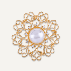 Audrey Gold Faux Pearl Brooch Pin - D&X Retail