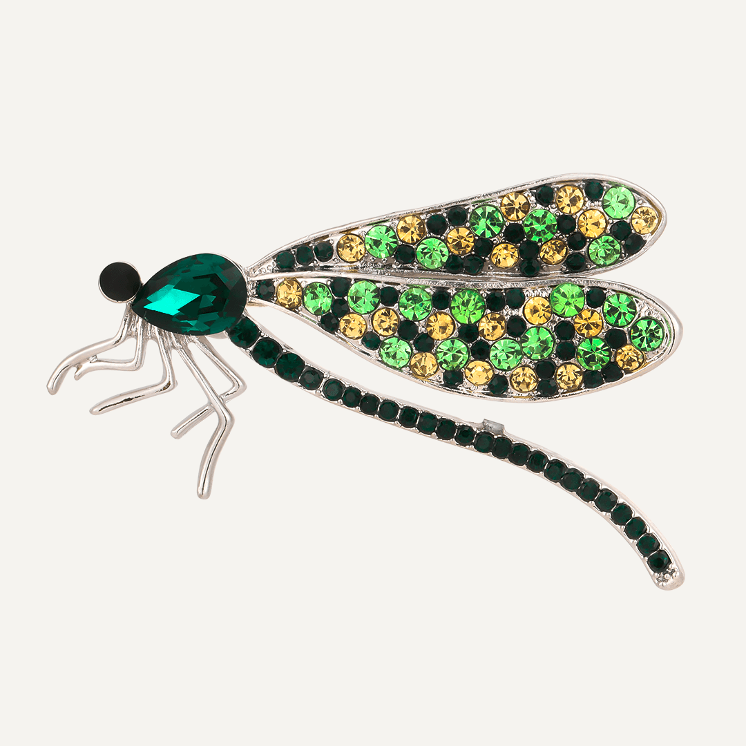 Crystal Dragonfly Brooch In Gold-Tone