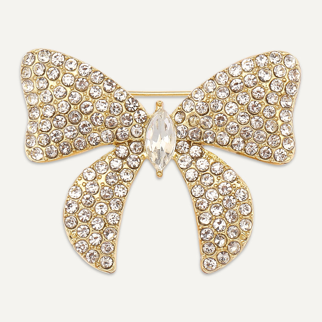 Bow Brooch In Gold-Tone