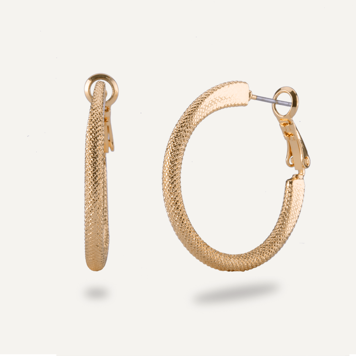 Alesha Gold Contemporary Threaded Hoop Earrings - D&X Retail
