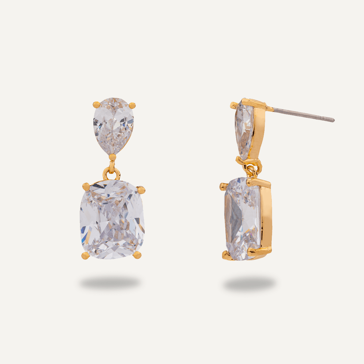 Kylie Cubic Zirconia Post Earrings in Gold - D&X Retail