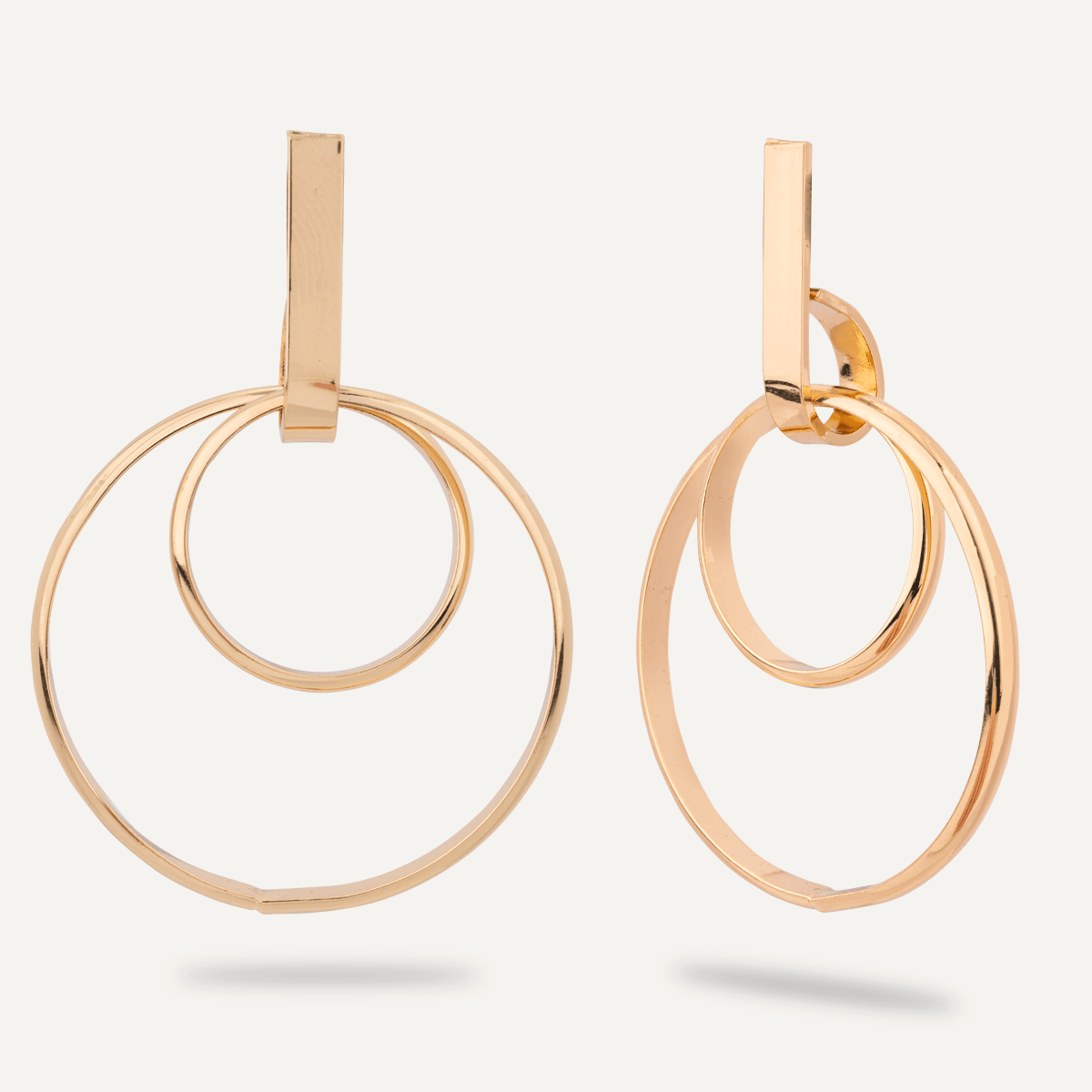 Geo Gold Layered Ring Post Earrings - D&X Retail