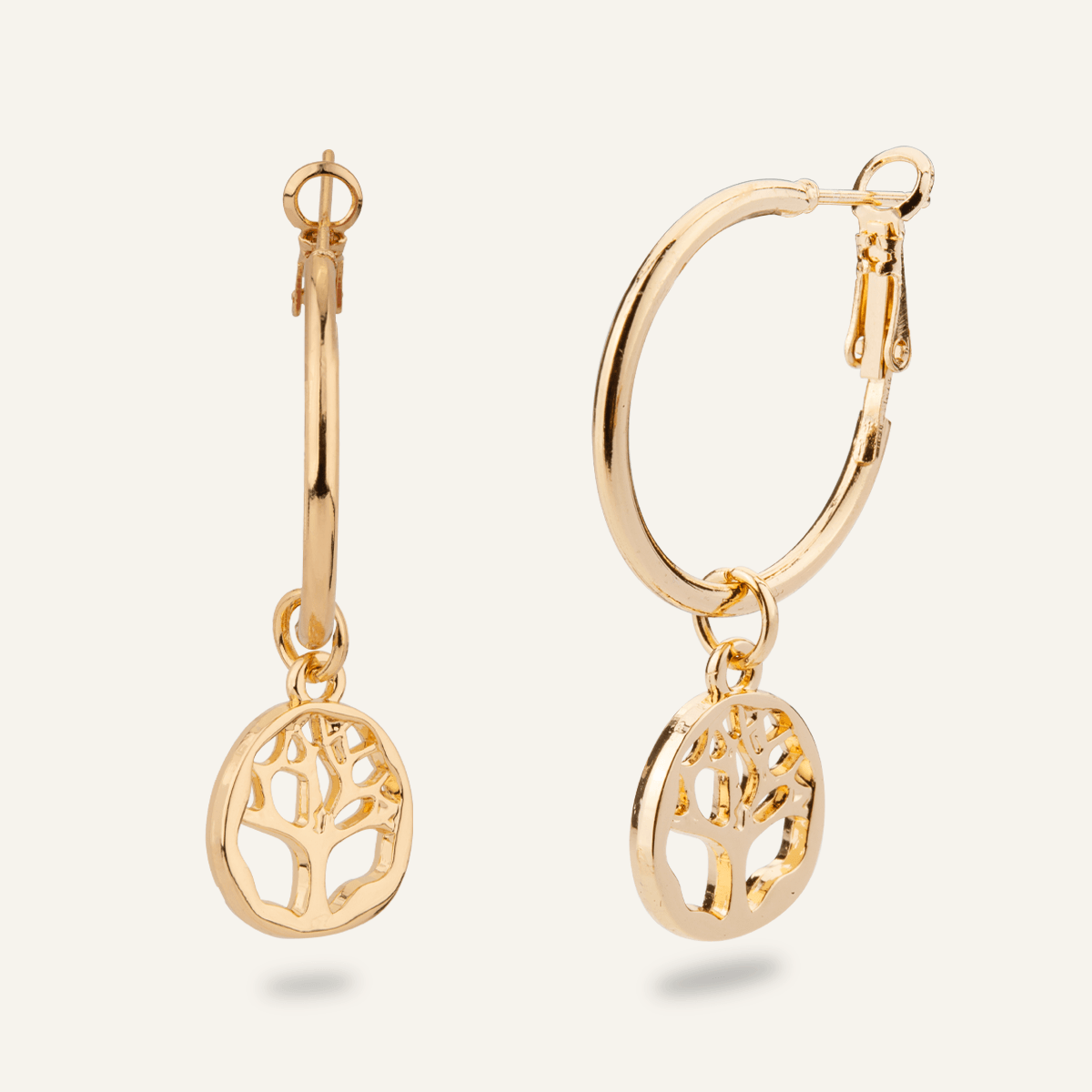 Eternal Gold Tree of Life Double Hoop Earrings - D&X Retail