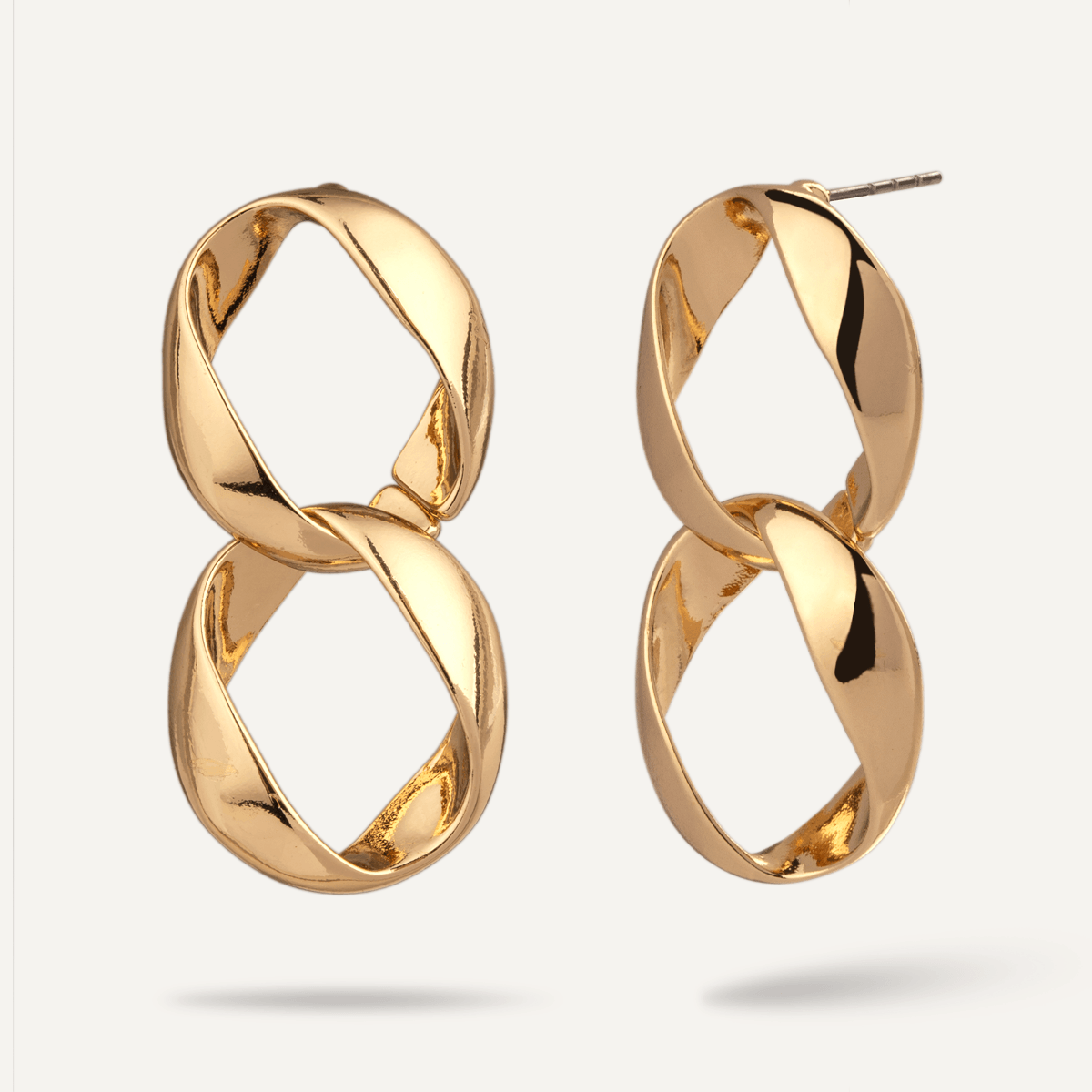 Zaha Abstract Twisted Circles Drop Earrings in Gold - D&X Retail