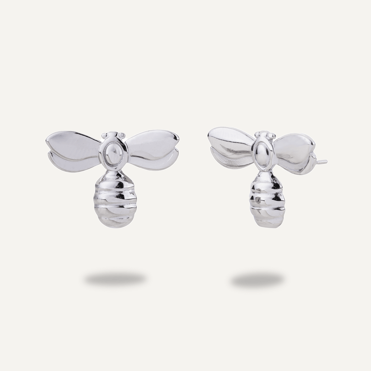Keira White Gold Bee Stud Earrings - D&X Retail