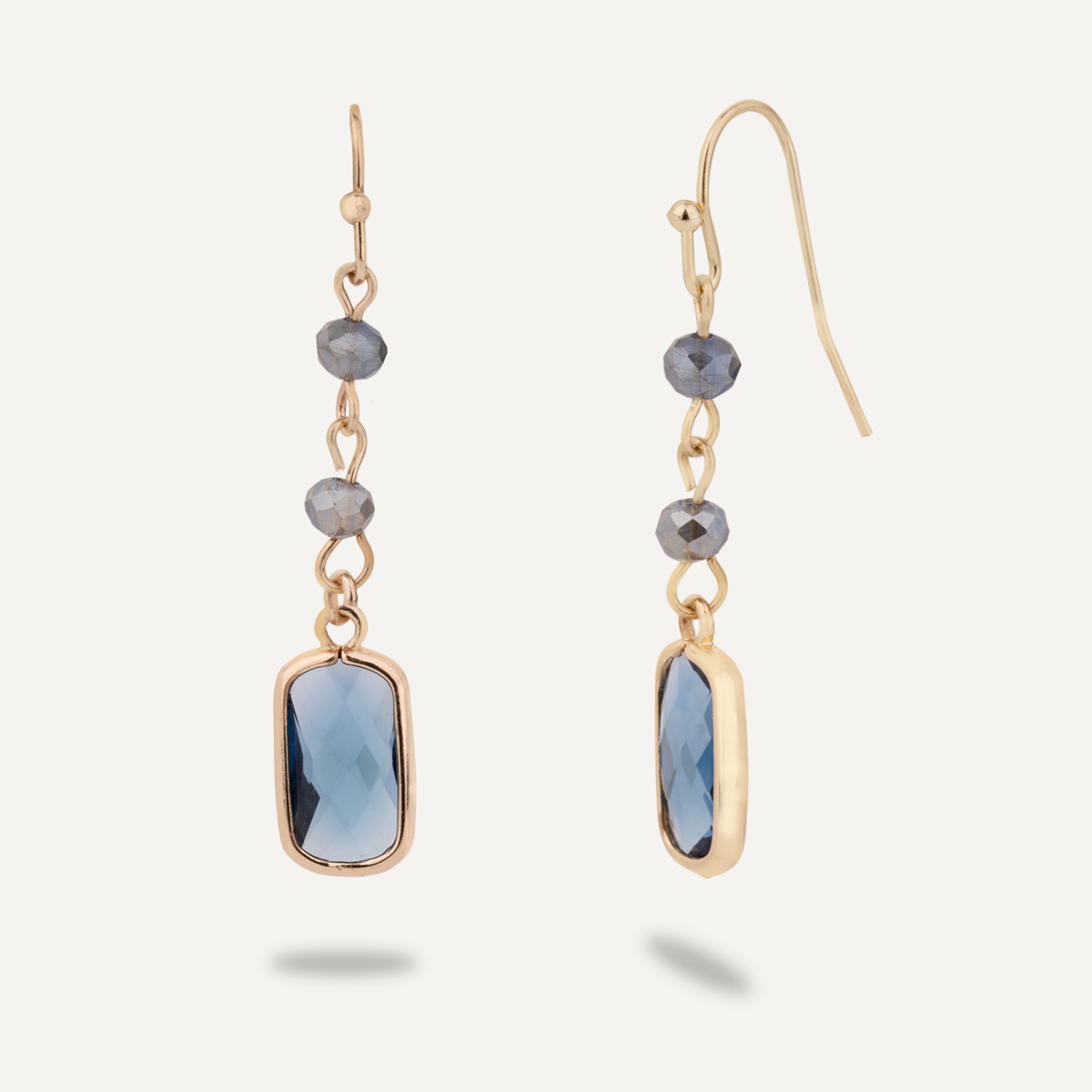 Blue Crystal Drop Earrings in Gold - D&X Retail