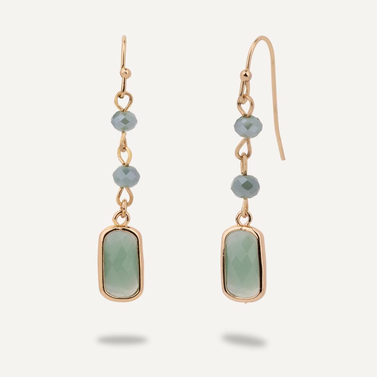 Green Crystal Drop Earrings in Gold - D&X Retail