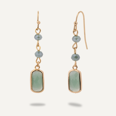 Green Crystal Drop Earrings in Gold - D&X Retail