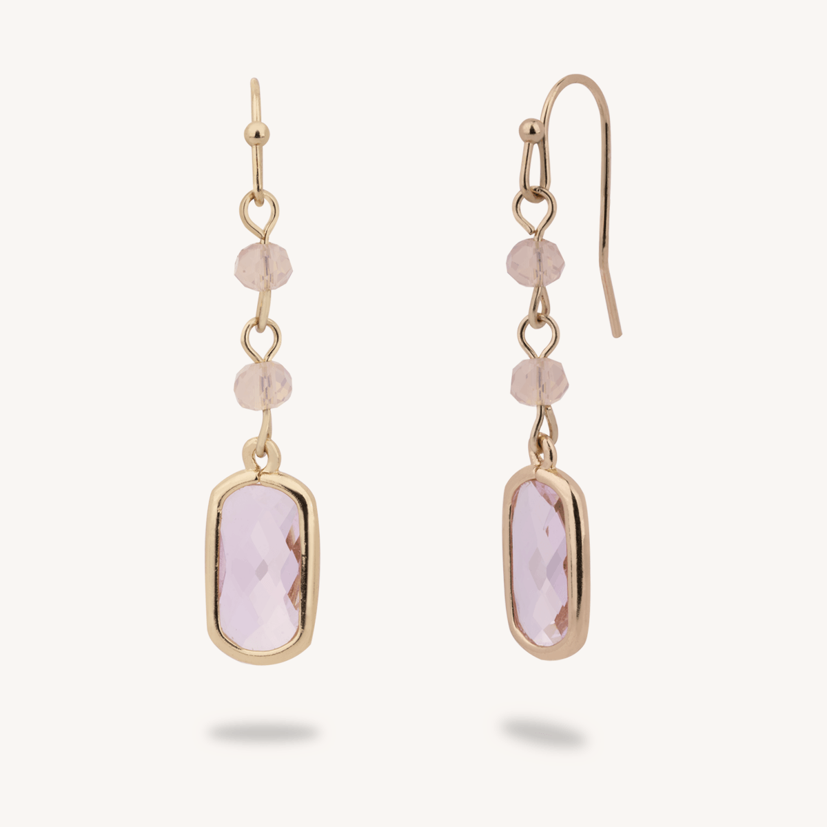 Pink Crystal Drop Earrings in Gold - D&X Retail