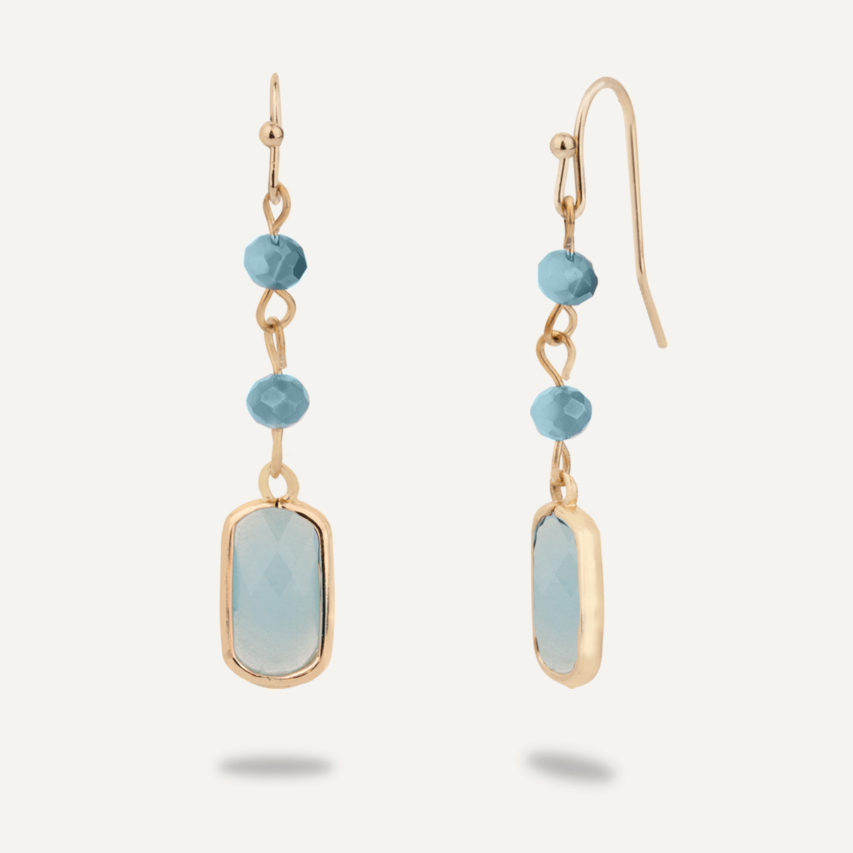 Aqua Blue Crystal Drop Earrings In Gold-Tone