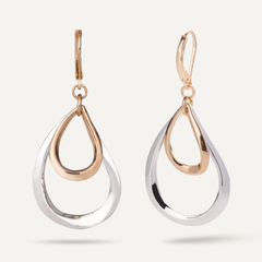 Zaha Abstract Mixed Metal Lever Earrings in Gold - D&X Retail