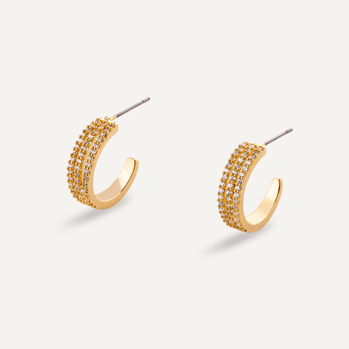 Detailed view of Kylie Contemporary Crystal Earrings In Gold