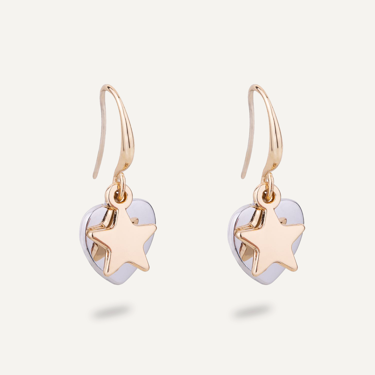 Emily Heart and Star Hook Earrings In Gold - D&X Retail