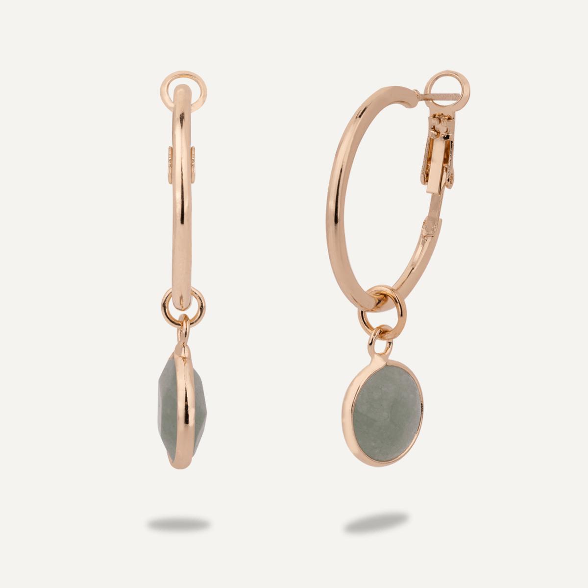 Chrysoprase Circular Gold Lever Earrings - D&X Retail