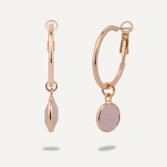 Rose Quartz Circular Gold Lever Earrings - D&X Retail