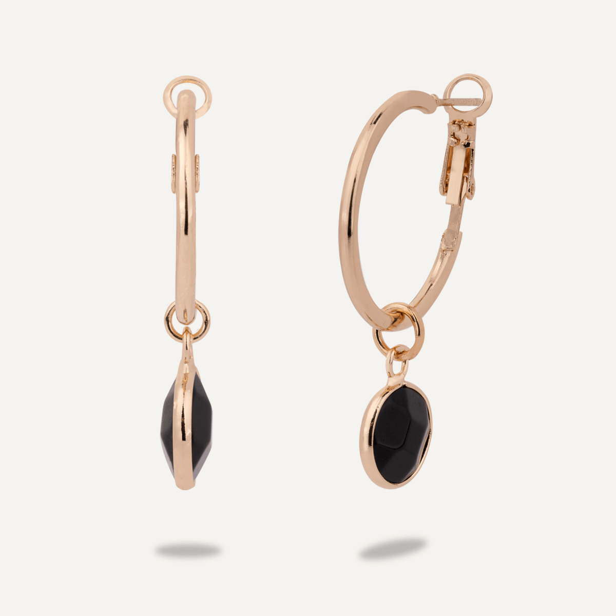 Black Spinel Circular Gold Lever Earrings - D&X Retail