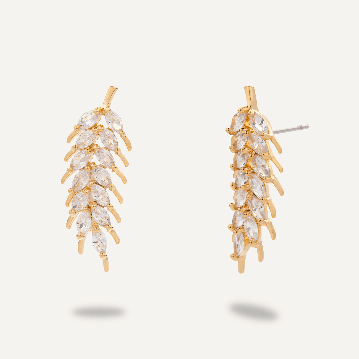 Gold Feathered Stud Earrings - D&X Retail