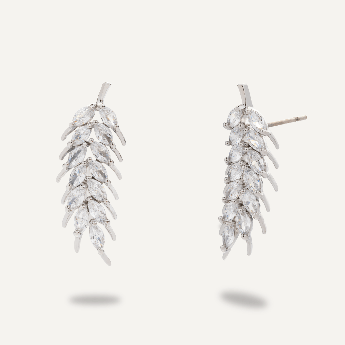 Silver Feathered Stud Earrings - D&X Retail