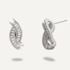 Contemporary Cubic Zirconia Stud Earrings In Silver - D&X Retail