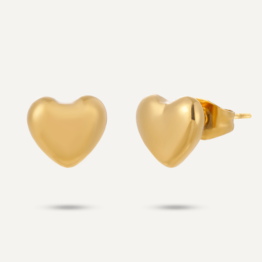 Heart Stud Earrings In Gold-Tone