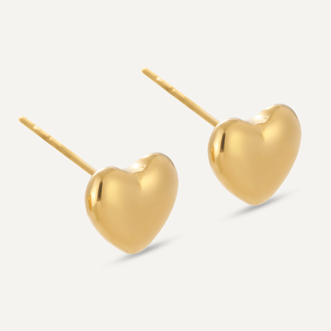 Heart Stud Earrings In Gold-Tone