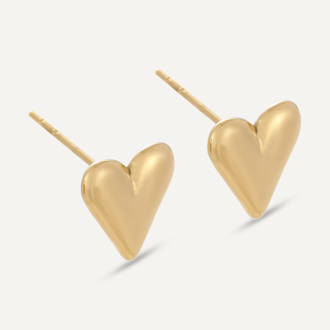 Heart Contemporary Stud Earrings In Gold-Tone