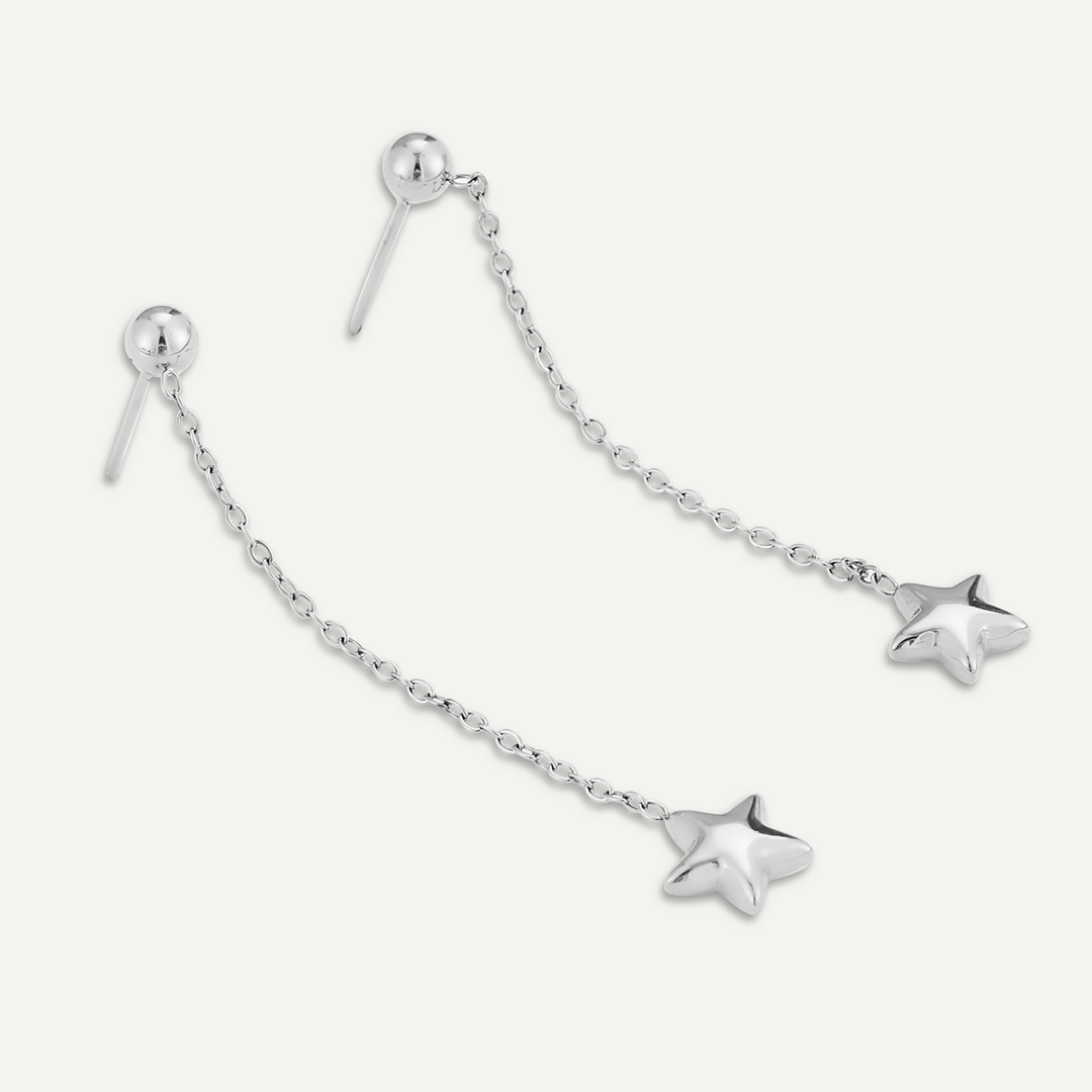 Star Post Earrings In Silver-Tone