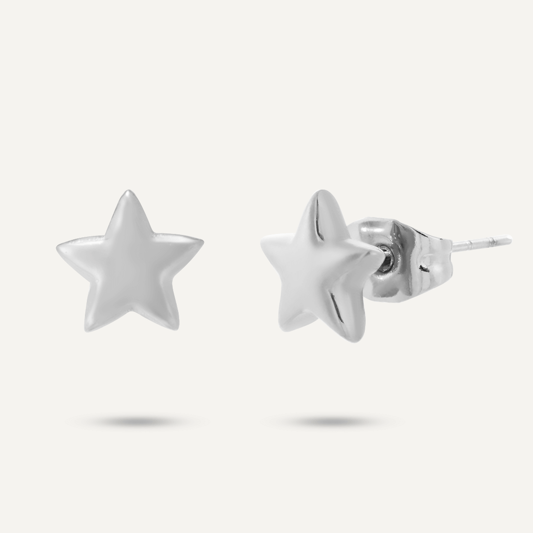 Star Stud Earrings In Silver-Tone