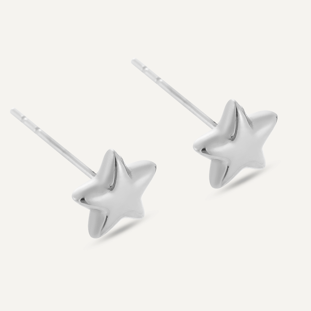 Star Stud Earrings In Silver-Tone