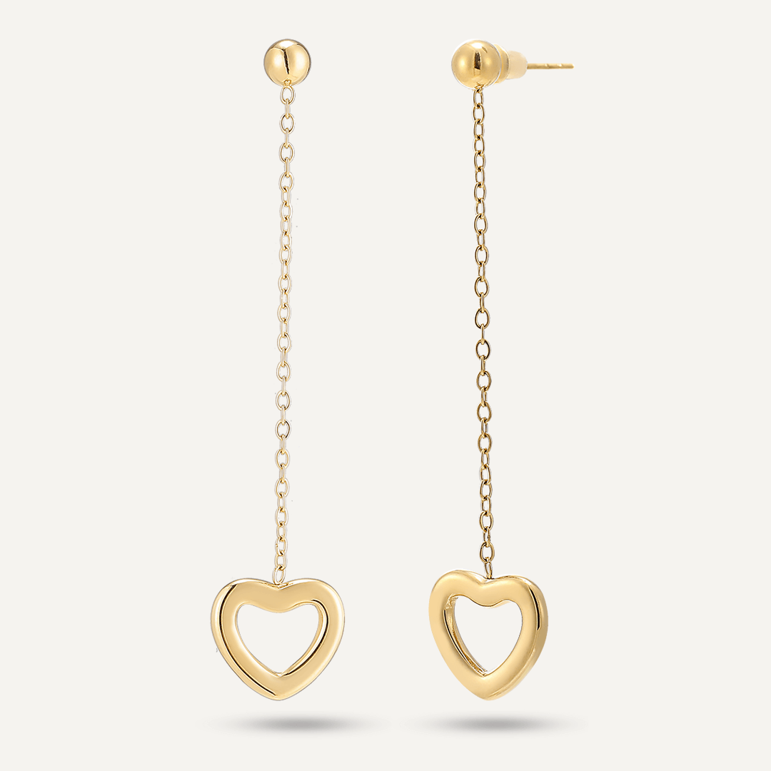 Heart Shape Post Earrings In Gold-Tone