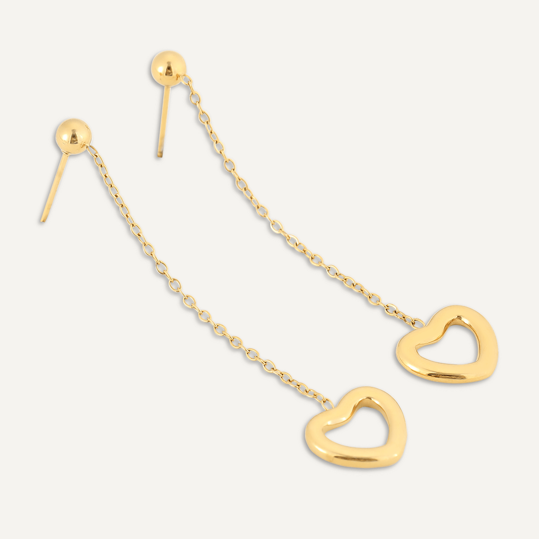 Heart Shape Post Earrings In Gold-Tone