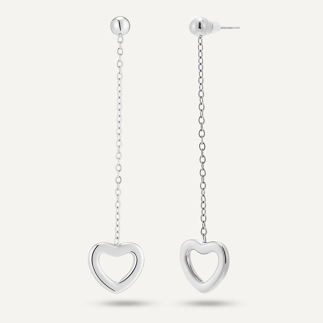 Heart Shape Post Earrings In Silver-Tone