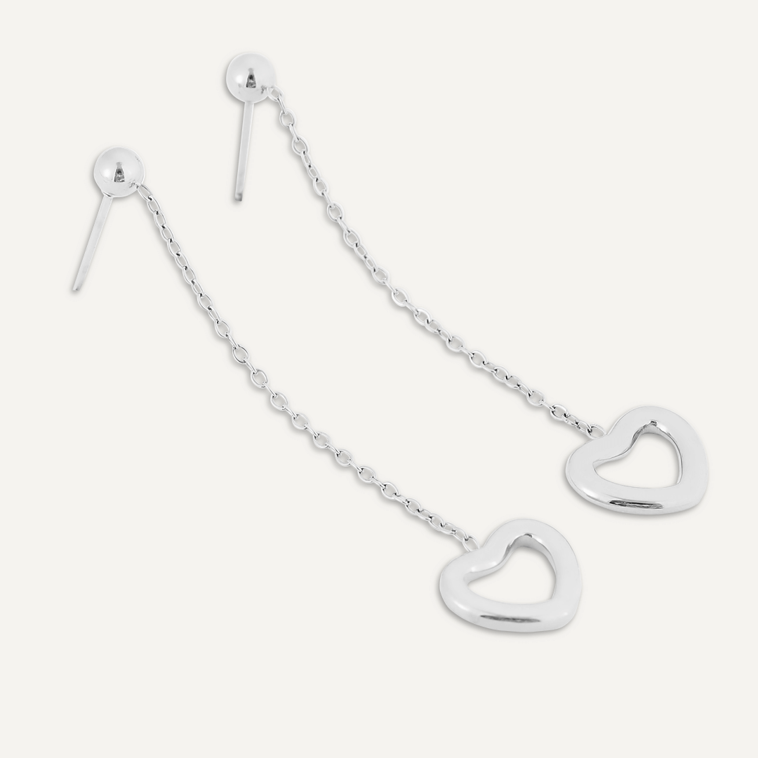 Heart Shape Post Earrings In Silver-Tone