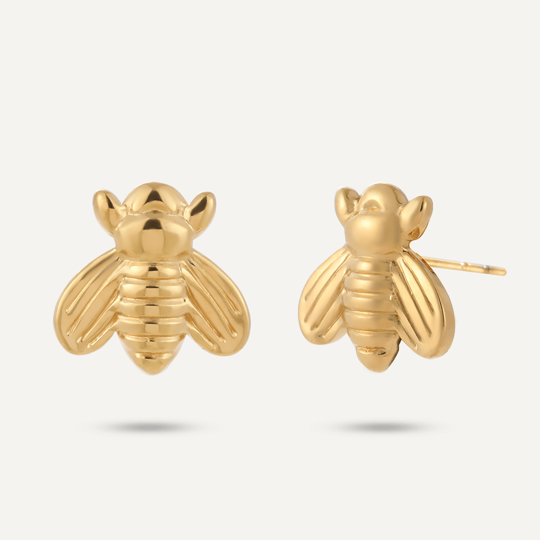 Bee Stud Earrings In Gold-Tone