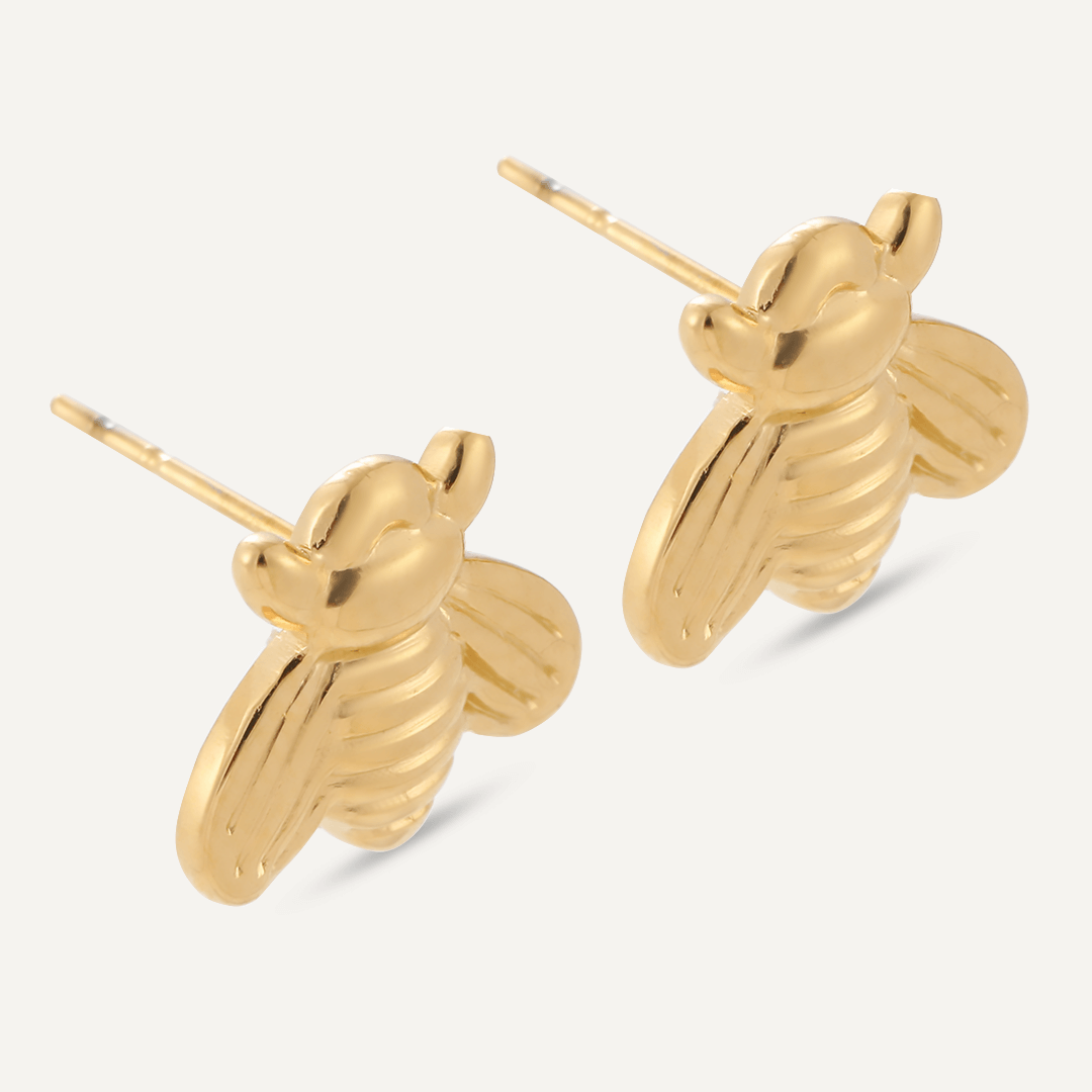 Bee Stud Earrings In Gold-Tone