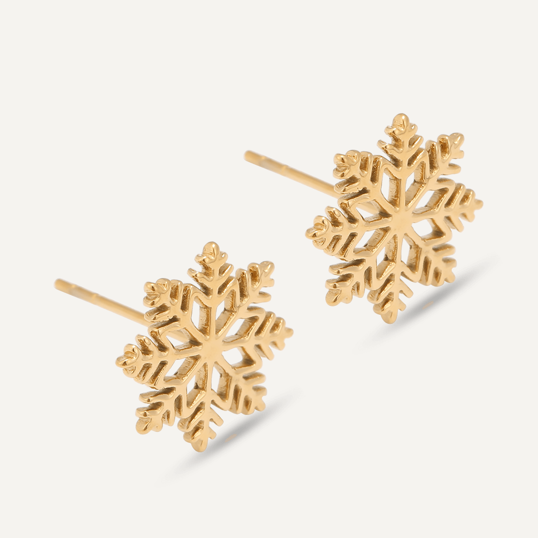 Snowflake Stud Earrings In Gold-Tone