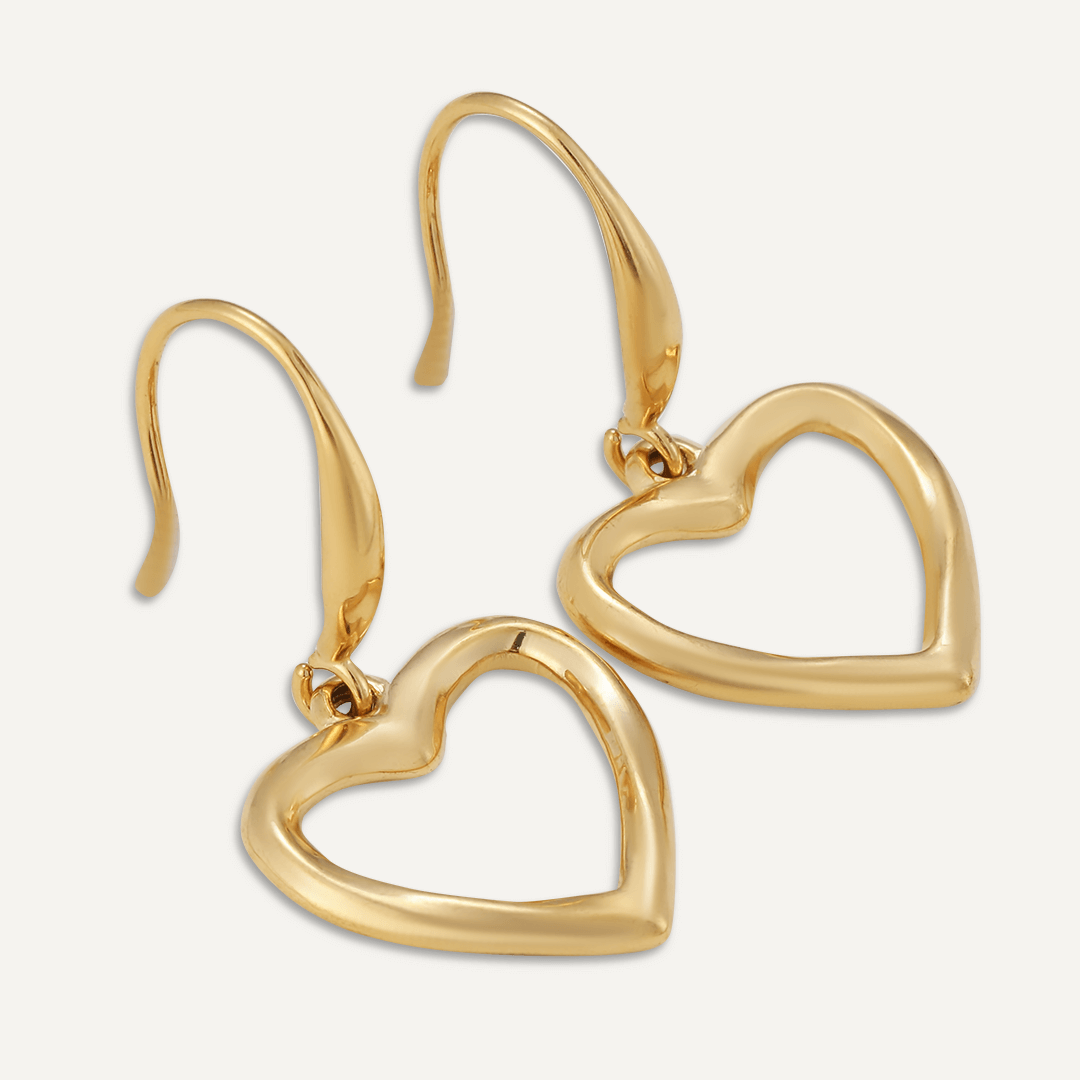 Contemporary Heart Hook Earrings In Gold-Tone