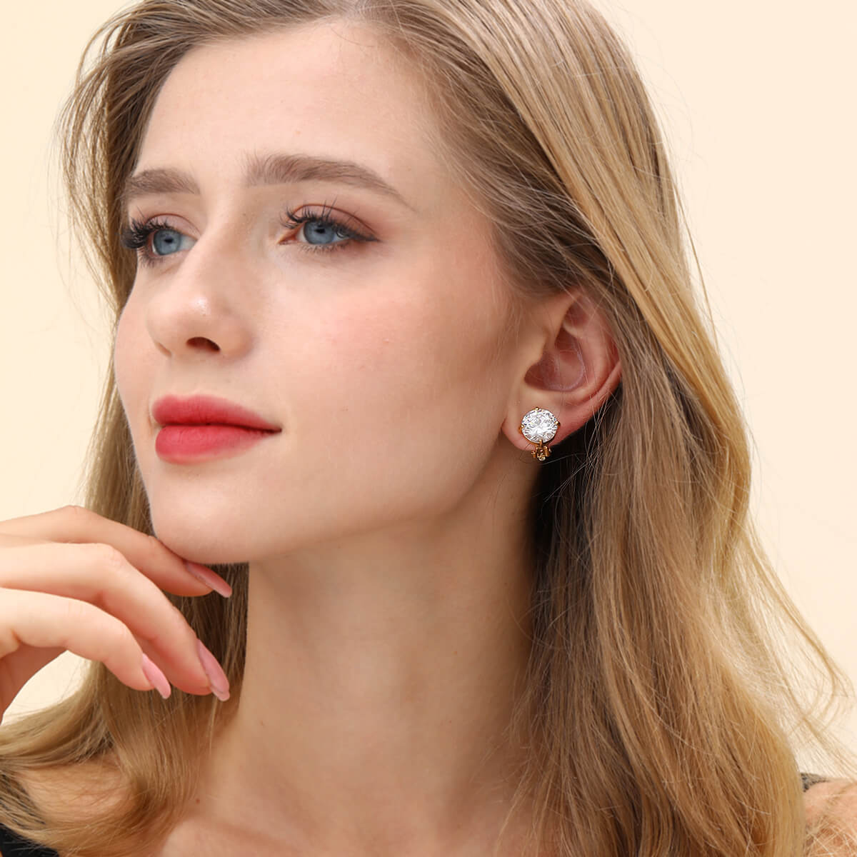 Crystal Clip On Earrings In Gold-Tone