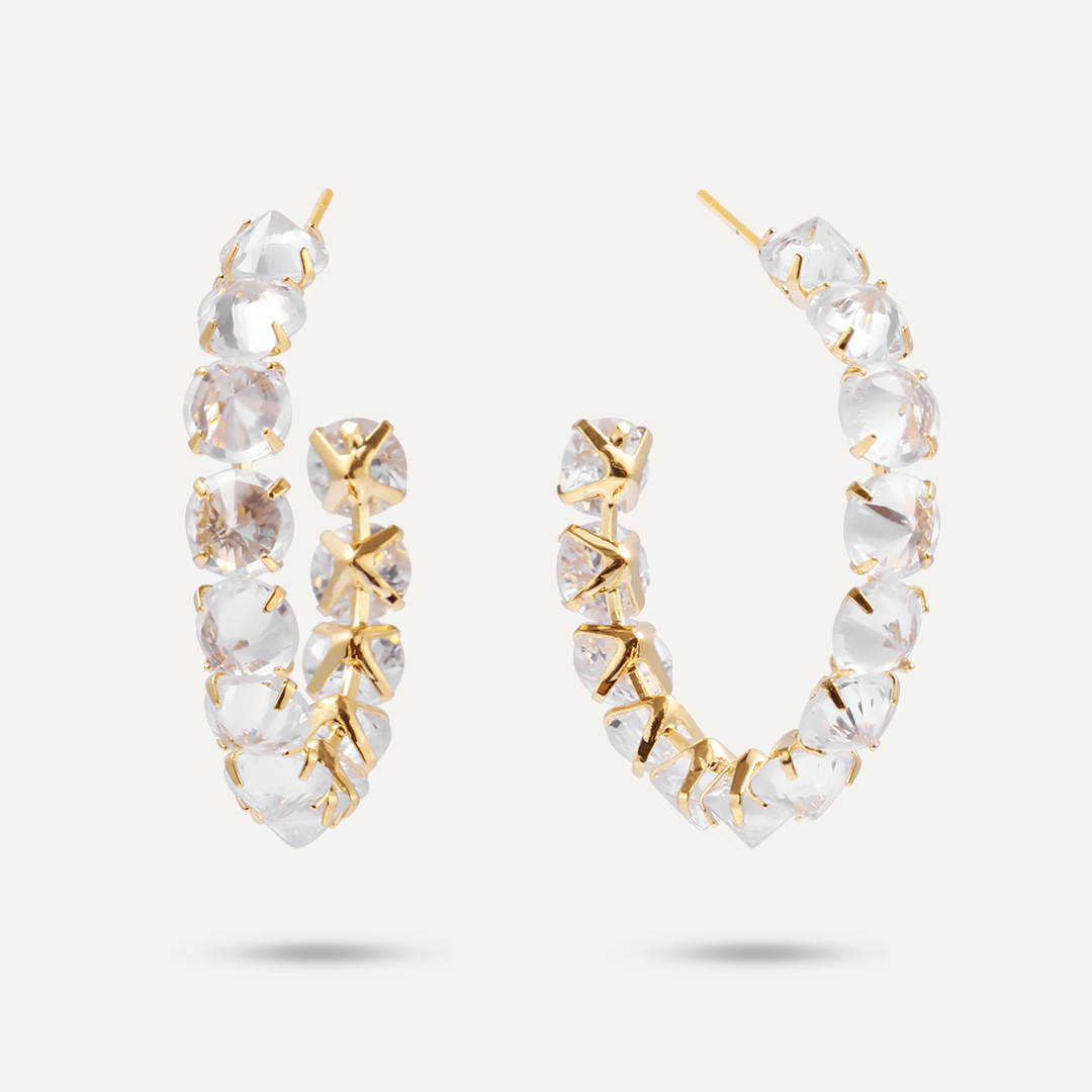 Crystal Hoop Earrings In Gold-Tone