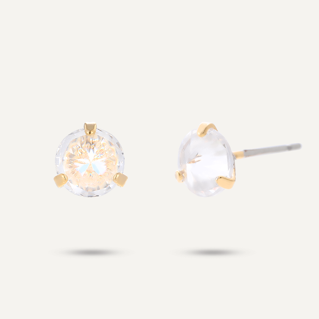 Elizabeth Crystal Stud Earrings In Gold-Tone