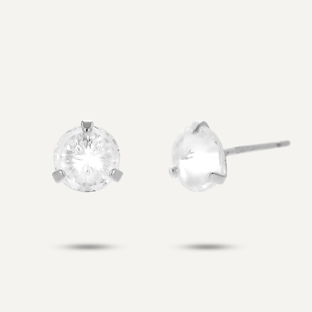 Elizabeth Crystal Stud Earrings In Silver-Tone