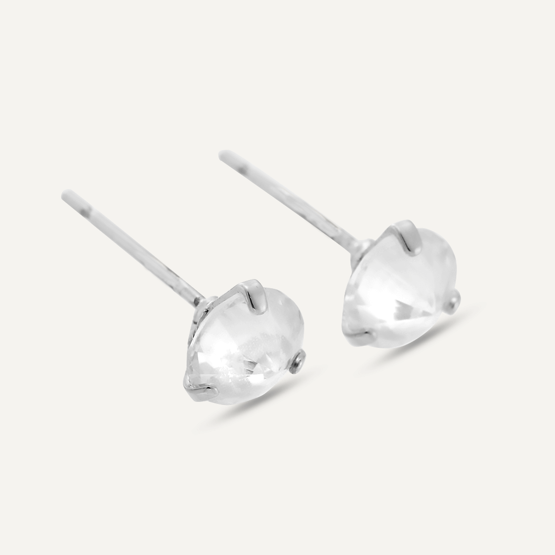 Elizabeth Crystal Stud Earrings In Silver-Tone