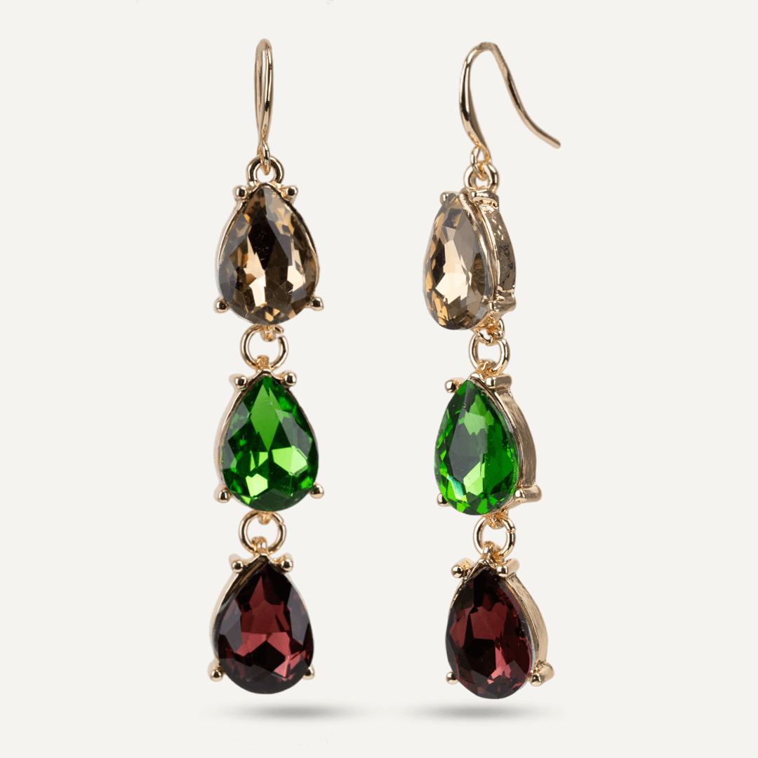 Iris Jewel & Crystal Hook Earrings In Gold-Tone