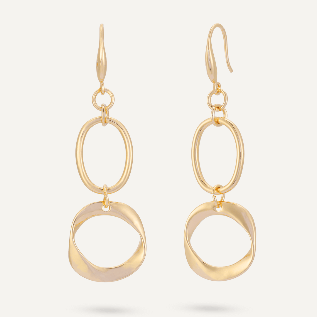 Abstract Geometric Hook Earrings In Gold-Tone