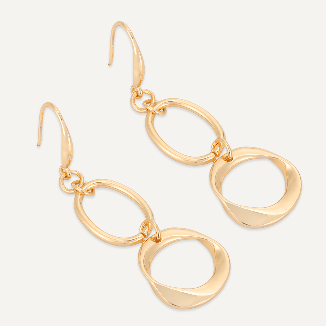 Abstract Geometric Hook Earrings In Gold-Tone