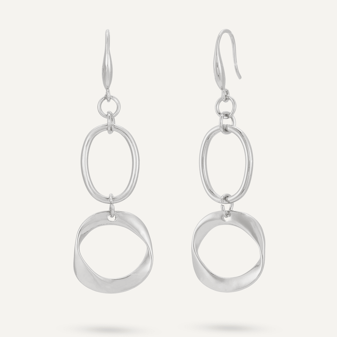 Abstract Geometric Hook Earrings In Silver-Tone